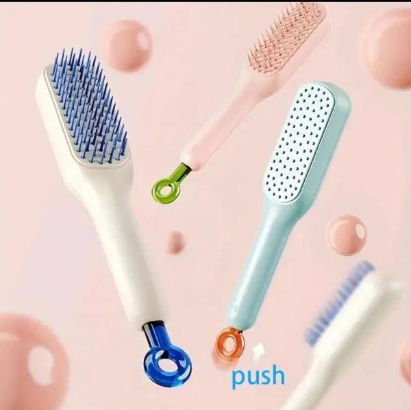 Self Cleaning Magic Hair Brush, One-click Cleaning Telescopic Hair Comb – (random Color)