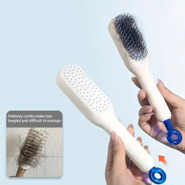 Self Cleaning Magic Hair Brush, One-click Cleaning Telescopic Hair Comb – (random Color)